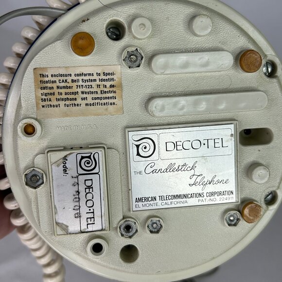 Vintage Deco-Tel Candlestick Telephone Patriotic Stars & Stripes 1973 - Picture 6 of 15